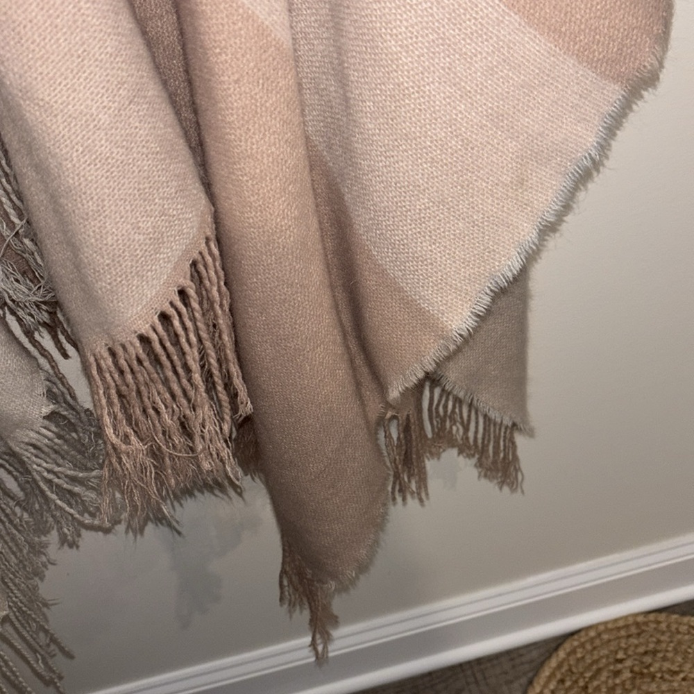 Soia & Kyo Yadira Woven Scarf/Cardigan in Tan and Cream With Fringe - Picture 8 of 8